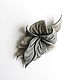 Brooch flower leather Orchid 'Smoky pastel' gray, Brooches, Moscow,  Фото №1