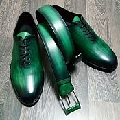 Обувь ручной работы handmade. Livemaster - original item Oxfords and strap, made of genuine leather, hand made, in green color. Handmade.