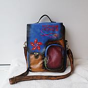 Сумки и аксессуары handmade. Livemaster - original item Leather tablet bag with custom painting for Nikolai.. Handmade.