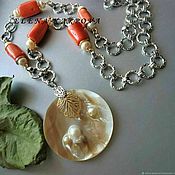 Украшения handmade. Livemaster - original item Necklace. natural pearls coral. Handmade.