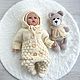 Комплект на 0-3 месяца, на выписку. Комплект одежды для выписки. safina_knit. Интернет-магазин Ярмарка Мастеров.  Фото №2