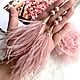 Powder haze feather earrings powdery ash pink pearl gold plated, Earrings, Kingisepp,  Фото №1