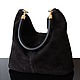 Black Hobo bag genuine suede, stylish bag, Sacks, Bordeaux,  Фото №1