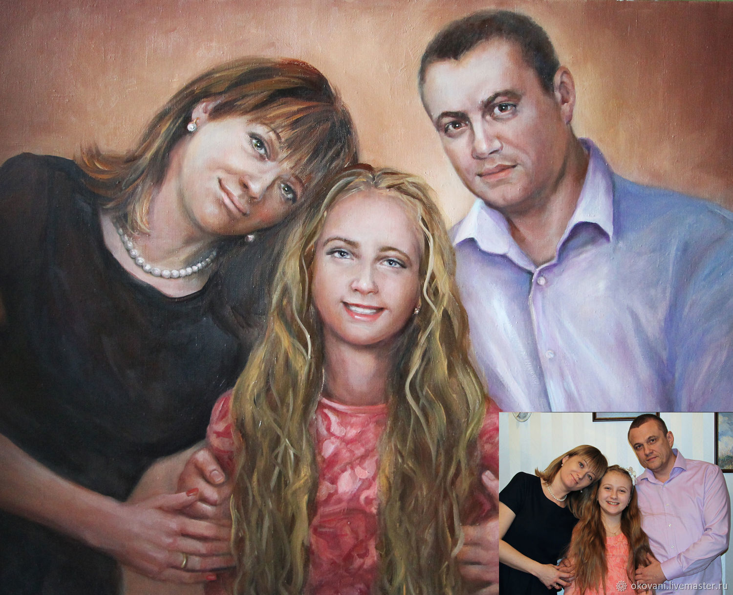 Семейный портрет маслом на холсте