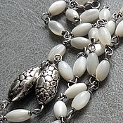 Украшения handmade. Livemaster - original item Sautoir necklace made of silver with mother of pearl Silk. Handmade.