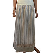 Одежда handmade. Livemaster - original item Long beige viscose skirt with lace on a soft belt with an elastic band. Handmade.