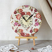 Для дома и интерьера handmade. Livemaster - original item Round Wall Clock for Rose Kitchen. Handmade.