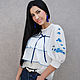 Blouse with hand embroidery 'forget-me-Nots' white blouse, Blouses, Vinnitsa,  Фото №1