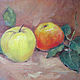 Still life oil 'Country apples', oil painting inexpensive, Pictures, Moscow,  Фото №1