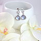 Серьги пуссеты авторские от Art fashion "Violet" с фианитами и кварцем. Серьги серебряные "Violet" , Art fashion. Гвоздики 925 пробы "Violet"