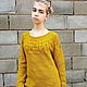 Knitted sweater for women, pullover with embossed pattern of merino yellow. Sweaters. Lace Shawl by Olga. My Livemaster. Фото №4