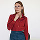 Blusa de algodón rojo Terracota blusa oficina Borgoña negocios directos. Blouses. mozaika-rus. Ярмарка Мастеров.  Фото №4