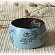 Blue & brown wide wooden bracelet . Decoupage wood, Hard bracelet, Volsk,  Фото №1