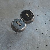 Украшения handmade. Livemaster - original item Button earrings with dark amber, silver and goldfield. Handmade.