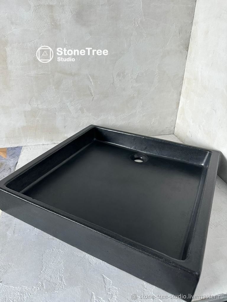 Раковина из бетона со смещенным сливом купить в интернет-магазине ...