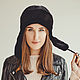Beaver fur hat in black, Hat with ear flaps, Moscow,  Фото №1