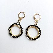 Украшения handmade. Livemaster - original item Black and gold ring earrings. Handmade.