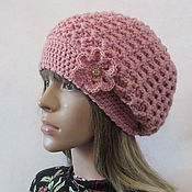 Аксессуары handmade. Livemaster - original item Knitted voluminous beret in the color of a dry rose.. Handmade.