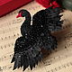Черный лебедь. Black swan. Брошь. Брошь-булавка. Wonderful bird. Irina Zhovner. Интернет-магазин Ярмарка Мастеров.  Фото №2
