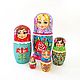 Russian matryoshka floral pattern, bright colourful nesting dolls, Dolls1, Ryazan,  Фото №1