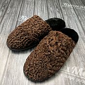 Обувь ручной работы handmade. Livemaster - original item Men`s Slippers from fur of Astrakhan fur. Handmade.