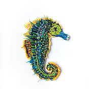 Материалы для творчества handmade. Livemaster - original item Patch (Applique) Seahorse, hand embroidery.. Handmade.