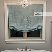 Для дома и интерьера handmade. Livemaster - original item Roman linen curtain with voluminous embroidery in the center. Handmade.