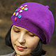 Beret hat for spring winter elegant women's knitted lilac bright. Berets. Azhurles. Online shopping on My Livemaster.  Фото №2