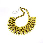 Украшения handmade. Livemaster - original item Yellow - brown short necklace made of beads 