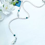 Украшения handmade. Livemaster - original item Sautoire made of natural pearls and chrysoprase a. Handmade.