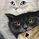 Три кота Картина маслом. Картины. Svetlana Misyura Art: Живые картины. Интернет-магазин Ярмарка Мастеров.  Фото №2