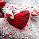 Брелок 5 см Вязаное сердце красный. Подарки на 14 февраля. BarminaStudio❤️Вязаный декор✔️Марина (barmar). Ярмарка Мастеров.  Фото №5