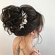 Wedding Flower Comb for Hairstyle with Natural Pearls. Hair Decoration. Wedding jewelry hair pins. My Livemaster. Фото №5