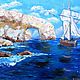 Картина Море парусник масло морской пейзаж мыс Фиолент море горы скалы. Картины. Картины маслом  Евгения Мороз (morozrisovala). Ярмарка Мастеров.  Фото №5