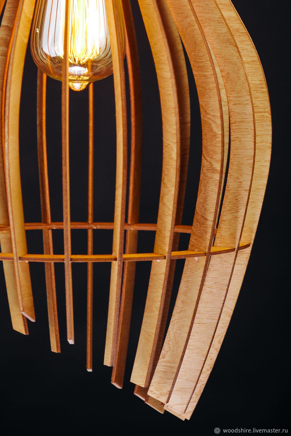 Деревянный светильник Вайнлайт вишня, подвесная люстра из дерева в ...
