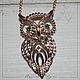 Pendant 'Owl with green eyes' - 925 silver. Beads1. Russkaya filigran - furnitura. Online shopping on My Livemaster.  Фото №2
