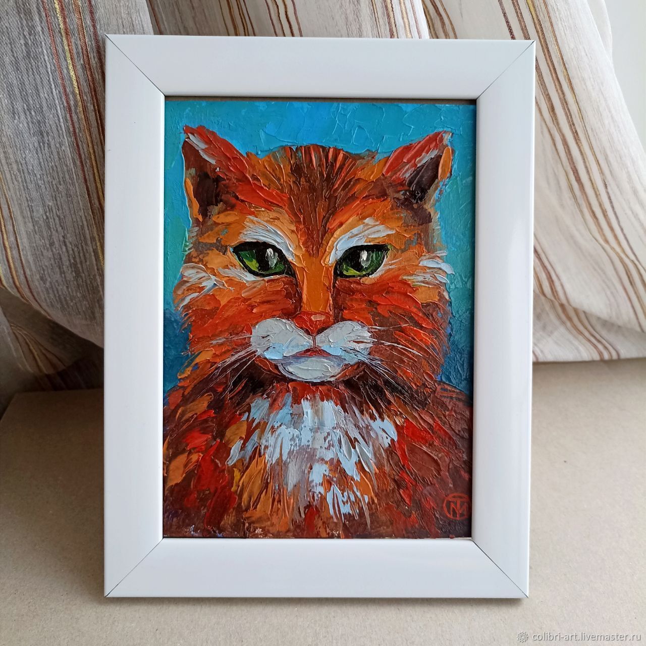 Картина маслом рыжий кот картина с котами мини картина с животными ...