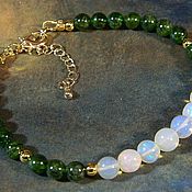 Украшения handmade. Livemaster - original item Opal bracelet, Chromdiopside (Yakut emerald).. Handmade.