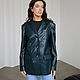 Double-breasted vegan leather jacket with straps on the back (dark green). Suit Jackets. cashmerestory. Online shopping on My Livemaster.  Фото №2