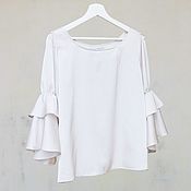 Одежда handmade. Livemaster - original item White blouse with wide sleeves, natural silk. Handmade.