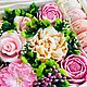 Цветочная мыльная коробочка «Цветы и макаруны». Букеты. My.So.Ho. Интернет-магазин Ярмарка Мастеров.  Фото №2