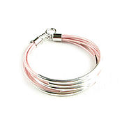 Украшения handmade. Livemaster - original item Pink leather bracelet 