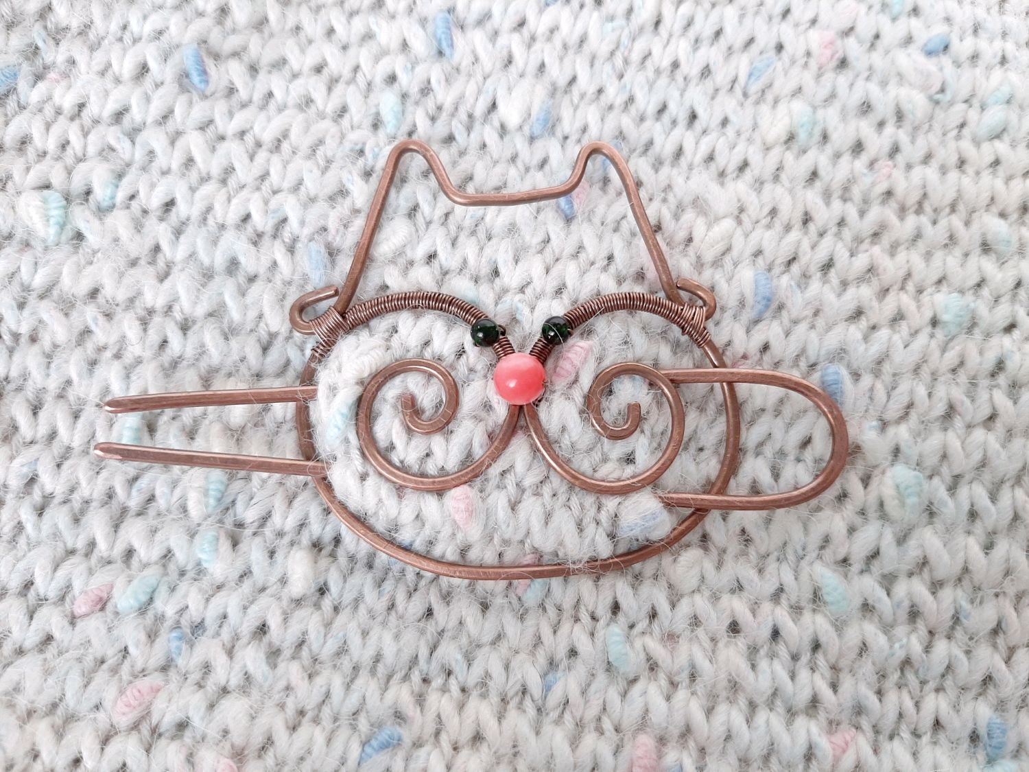 Брошь Кот Медная Фибула Застежка для Трикотажа Подарок любителю кошек в ...