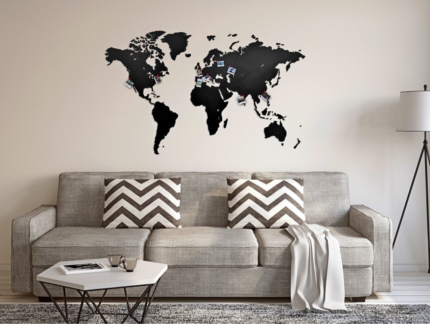 Карта мира деревянная Wall Decoration Black 130x78, Карты мира, Москва,  Фото №1
