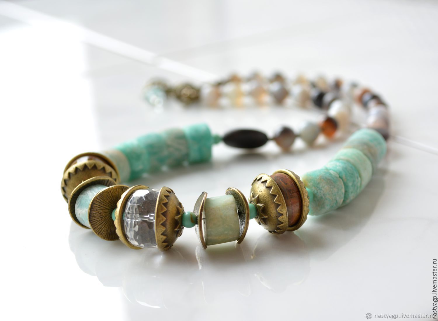 Beads in ethno style of amazonite and agate In Goa, Beads2, Moscow,  Фото №1