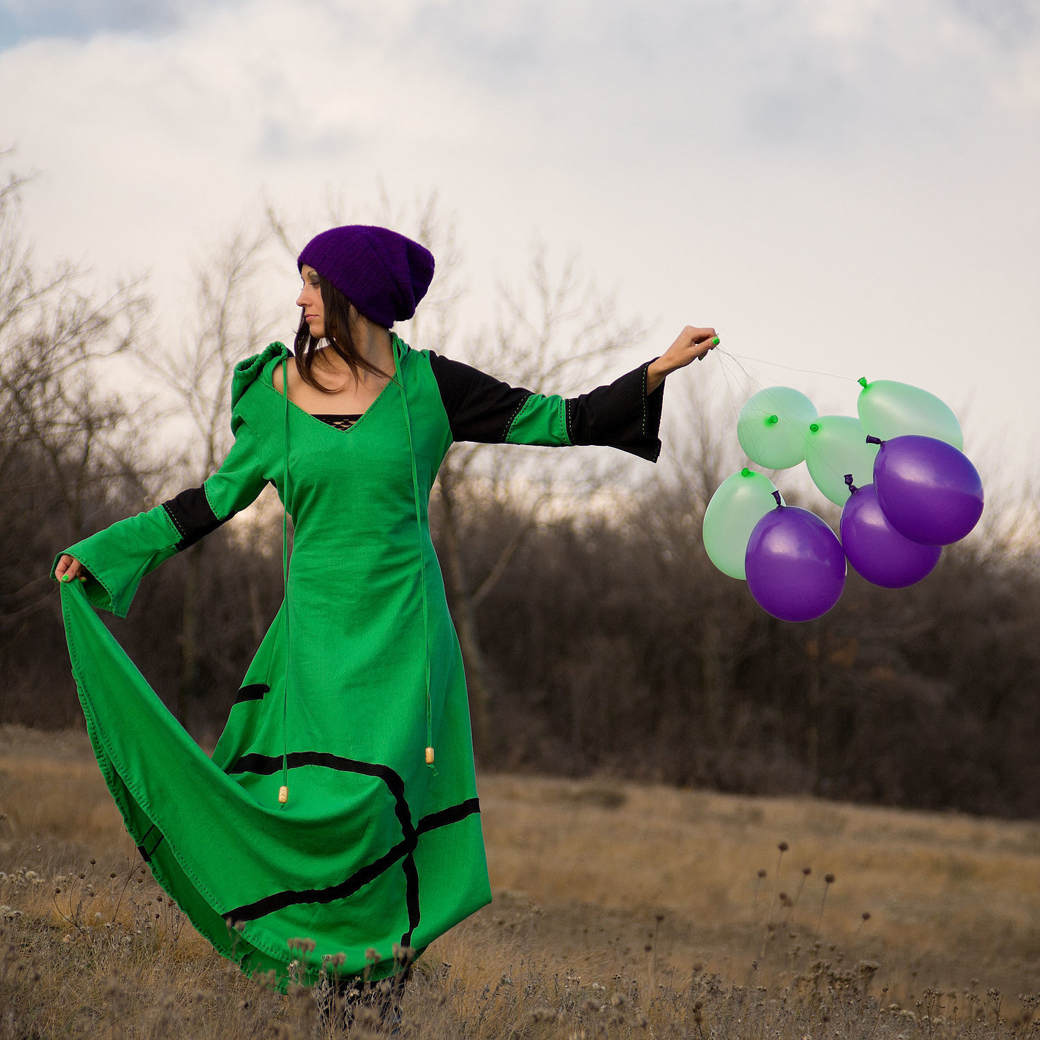 Зелёное Эльфийское платье из льна «Green Fairy» в интернет-магазине на Ярма...