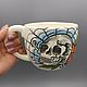 White mug with painting old school 'Skull' 500 ml. Mugs and cups. Shalfei Ceramics. Online shopping on My Livemaster.  Фото №2