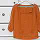 Terracotta boho blouse made of 100% linen, Blouses, Tomsk,  Фото №1
