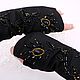 Black fingerless gloves embroidered with stones. Mitts. Beaded jewelry by Mariya Klishina. My Livemaster. Фото №4