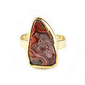 Украшения handmade. Livemaster - original item Ring with agate, brown agate ring 